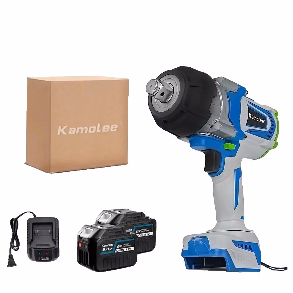 Chiave a impatto elettrica, coppia elevata 4100 Nm, motore brushless, 2 batterie da 9,0 Ah, confezione in cartone, UE