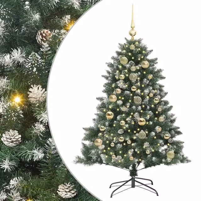 Albero di Natale artificiale verde vidaXL con 150 LED luce bianca calda, Altezza: 150 cm – 1