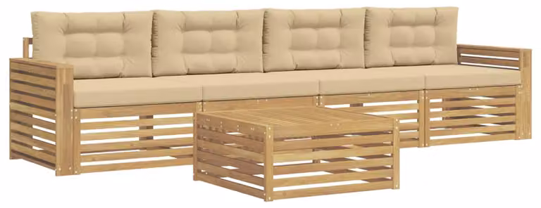 Set di divani da esterno, 5 pezzi, color beige