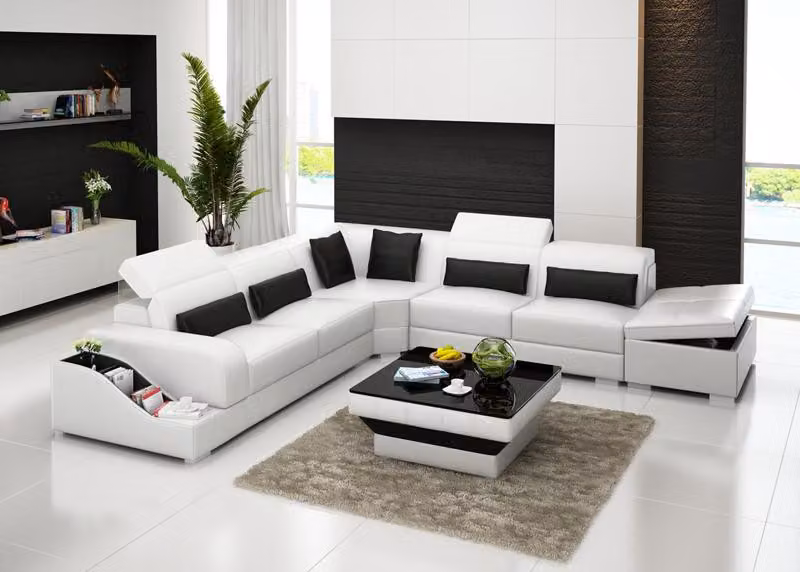 Ledersofa Couch Wohnlandschaft Ecksofa Eck Garnitur Design Modern Sofa mit USB