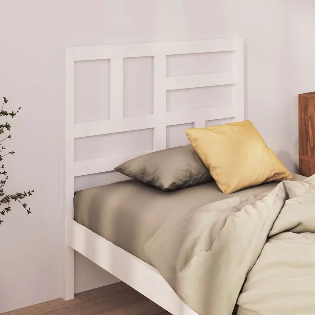 Testiera per letto vidaXL in legno massello di pino bianco, stile rustico, L 81 cm x P 4 cm x H 104 cm