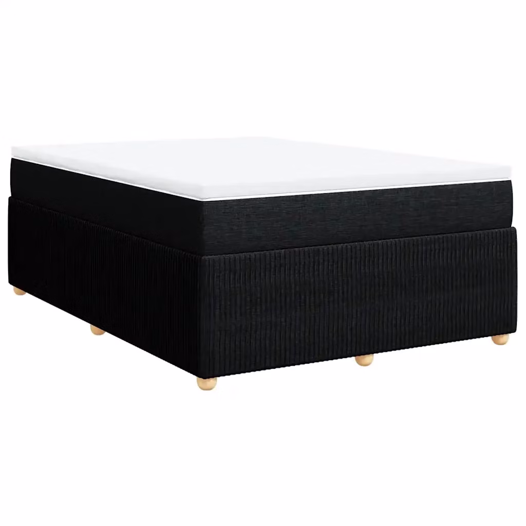 Letto Ibrido vidaXL con Giroletto a Molle e Materasso in Tessuto Nero e Bianco L/P: 140 x 190 cm – 2