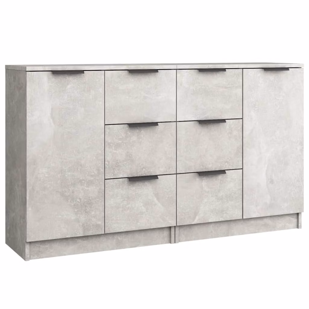 Credenze 2 pz Grigio Cemento 60x30x70 cm in Legno Multistrato