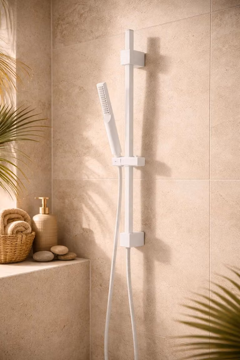 Asta doccia saliscendi con doccetta bianco