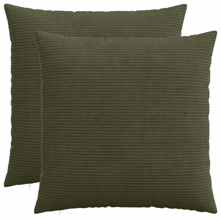 Set di 2 federe vidaXL HEERLEN in velluto a coste verdi, 70 x 70 cm