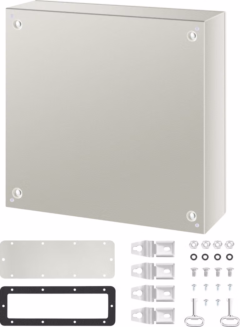 SucceBuy Contenitore in acciaio NEMA, 24 x 24 x 8 pollici, scatola di giunzione NEMA 4X, impermeabile e antipolvere IP66, scatola di giunzione per esterni/interni, con piastra di montaggio