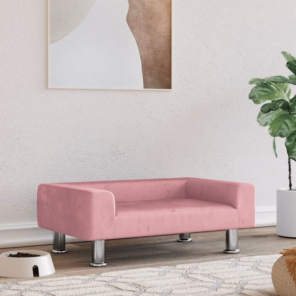 The Living Store Letto per cani Rosa 70x45x26,5 cm Velluto