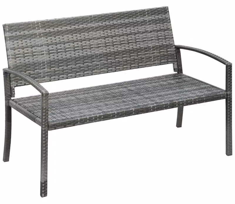 Panca da giardino in rattan per 2 persone – Colore: marrone | Dimensioni: 122x60x87 cm
