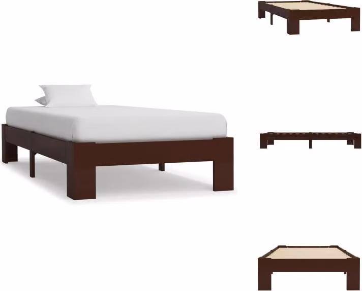 vidaXL Letto in legno massiccio di pino marrone scuro 90x200 cm - Letti e strutture letto