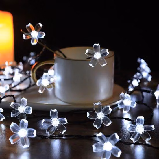 Catena luminosa solare, luci a LED color mogano, impermeabile, 12 metri, 100 luci, alimentazione solare e tramite USB