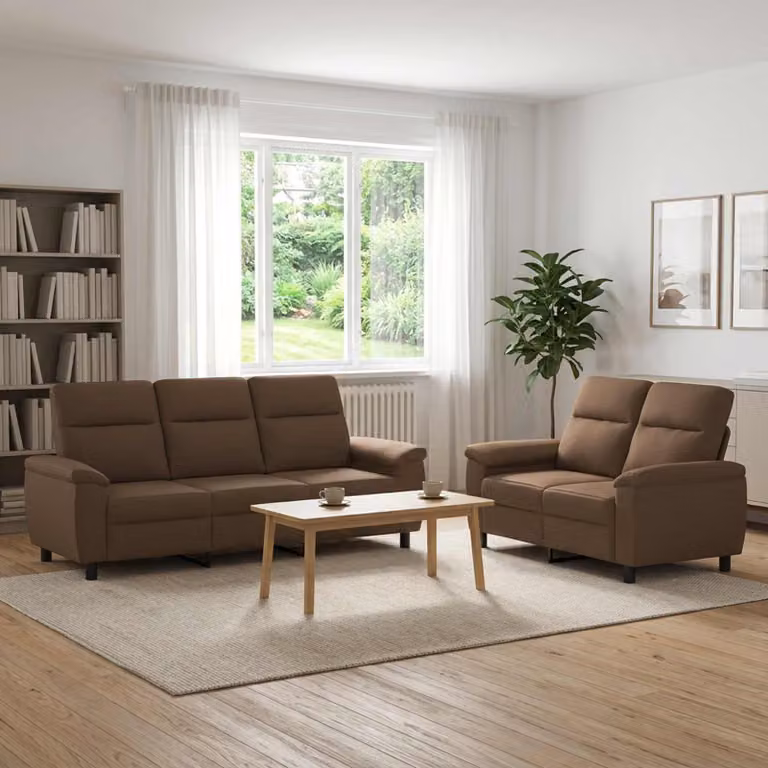 Set di 2 divani moderni vidaXL in tessuto marrone con struttura in metallo per il tuo soggiorno