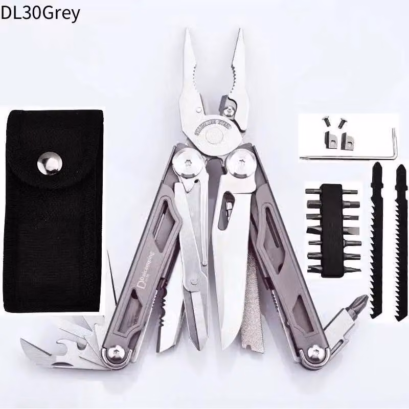 Set di pinze multifunzione - DL30, utensile multifunzione - acciaio inossidabile - chiavi a bussola - set di utensili per la casa - custodia portaoggetti - grigio