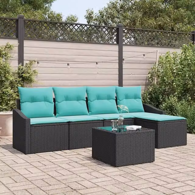 Set di divani 6 pz Nero polyrattan 3346696