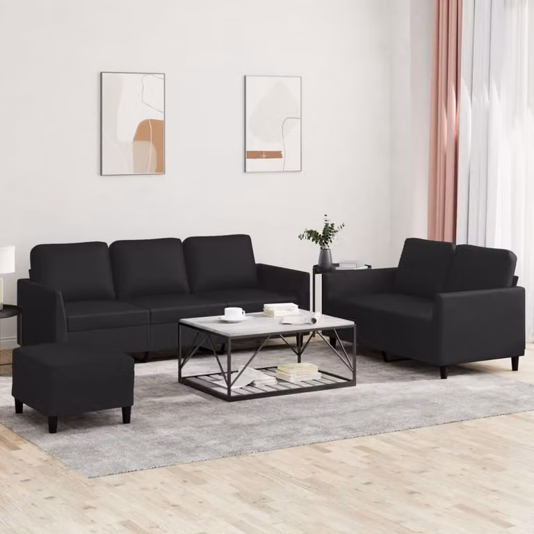 Maison Exclusive - Set divano 3 pezzi con cuscini in ecopelle nera