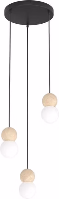 Lampadario LED sospeso LOOP Emibig moderno in legno e vetro nero e bianco