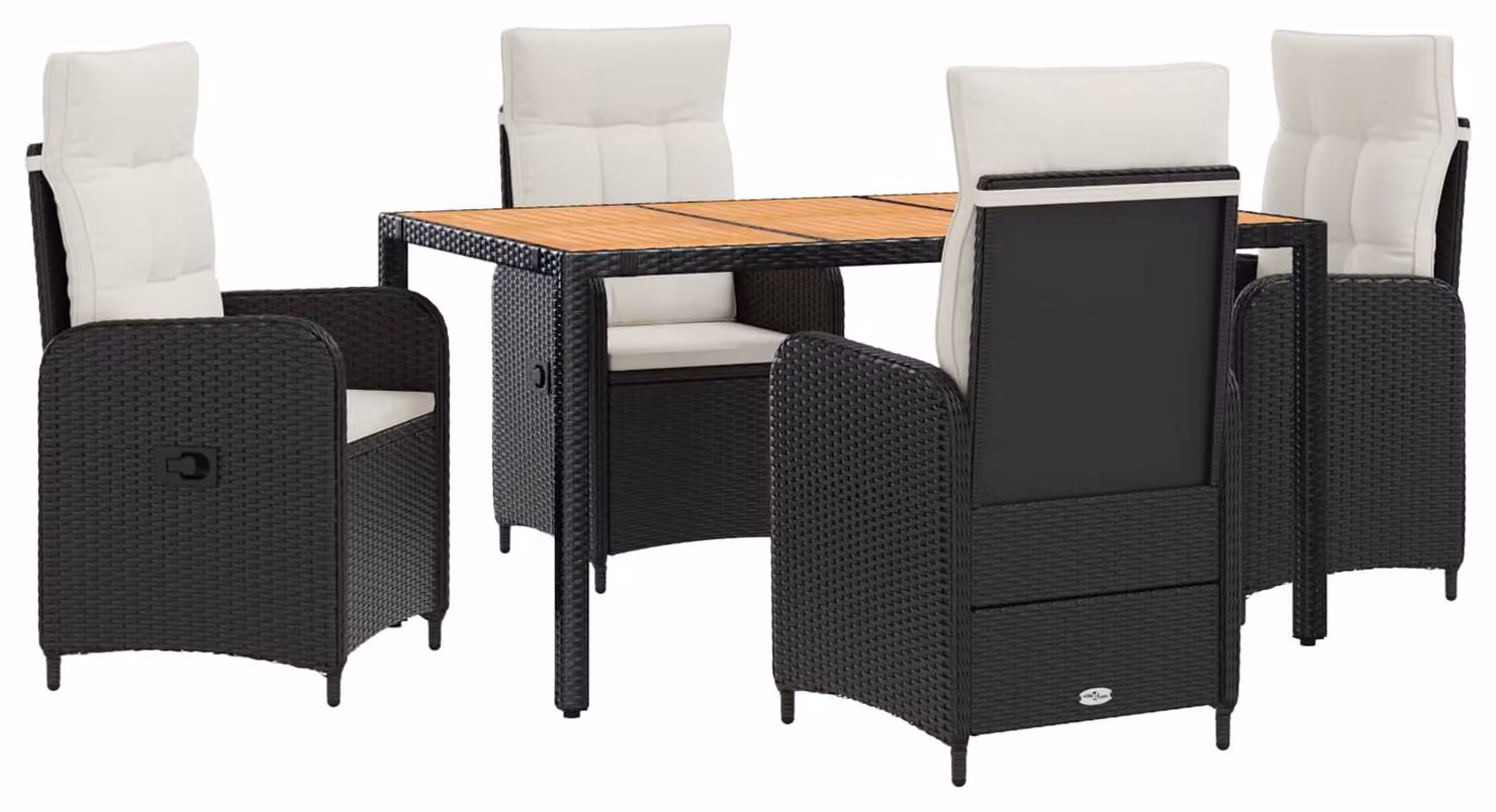 Set da tavolo da esterno, 5 pezzi, colore nero e crema