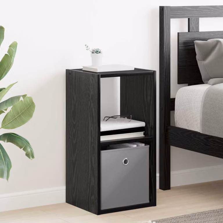 Comodino moderno vidaXL in legno MDF nero opaco L: 30,5 cm, P: 27 cm, H: 59,5 cm