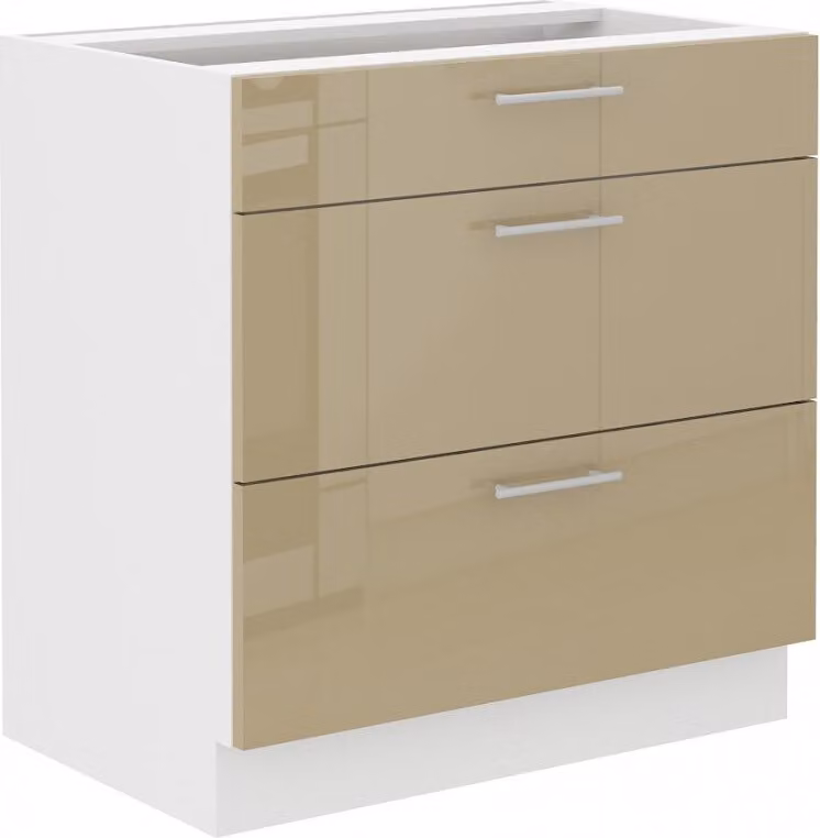 Armadietto inferiore con cassetti LAJLA - larghezza 80 cm, cappucino / bianco