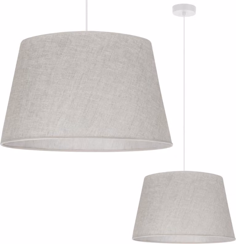 Lampada a sospensione Len cono bianco 1 luce paralume beige chiaro L01 44cm
