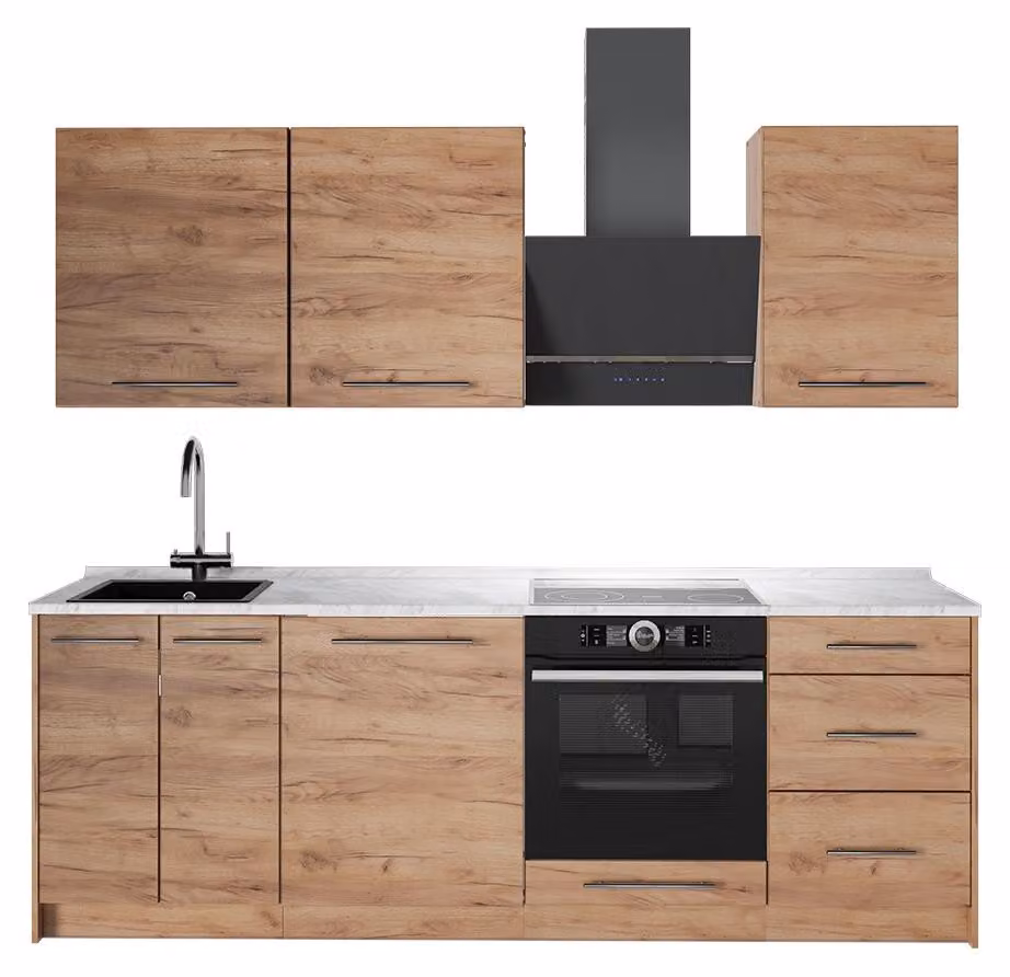 Cucina componibile Vicco Fame-Line Rovere dorato/Rovere dorato 230 cm, PL Marmo, Model 63987