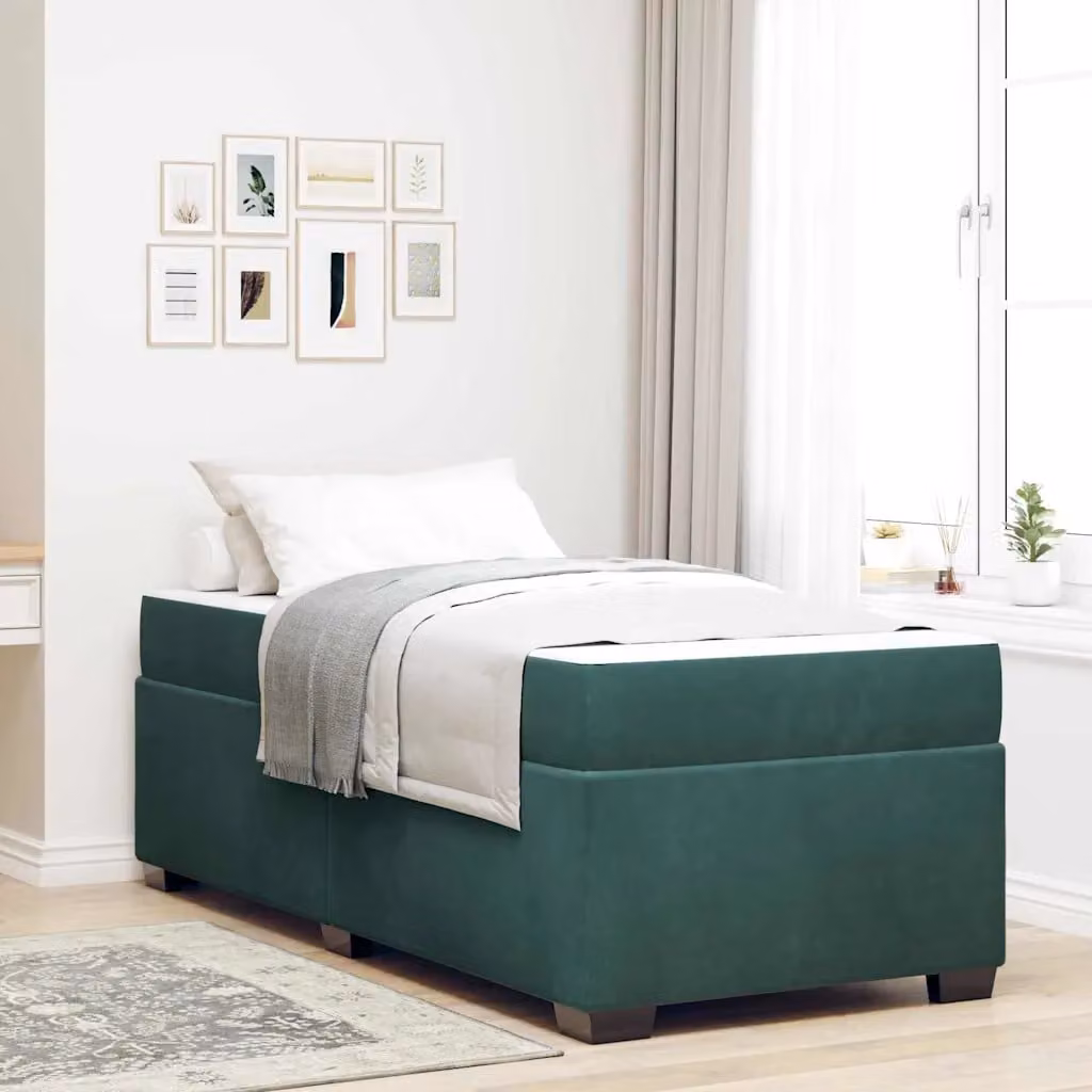 Struttura del letto imbottita vidaXL in tessuto verde, L 90 x P 190 cm – 1