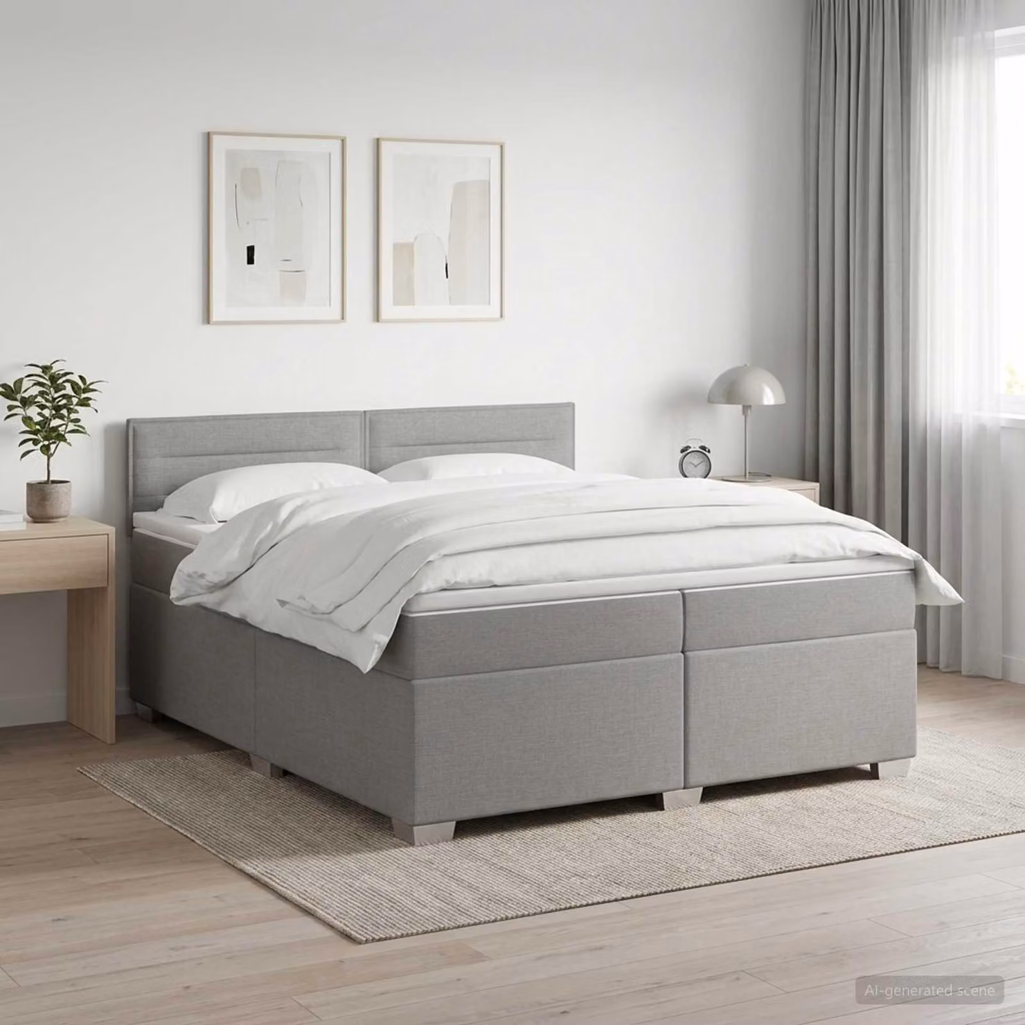 Maison Exclusive - Letto boxspring con materasso Grigio chiaro 200 x 200 cm Tessuto