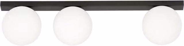 Plafoniera Emibig FIT moderna in metallo con 3 luci E14, colore nero e vetro opal, L: 70 cm