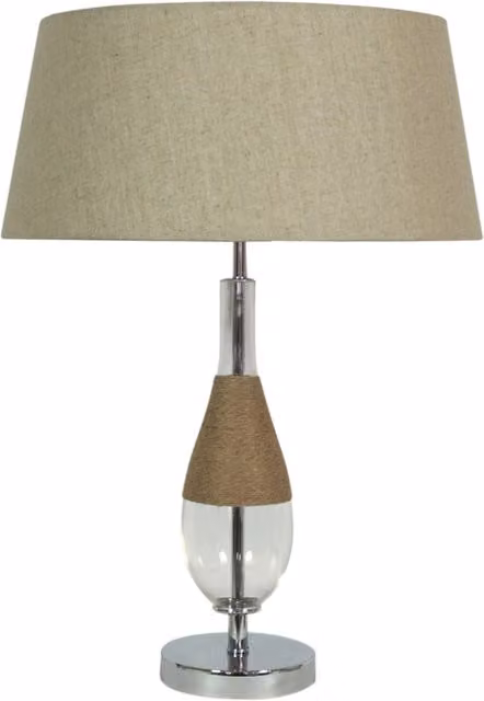 Lampada da tavolo Candellux ECO 41-21489 in cromo e grigio con paralume in tessuto e vetro