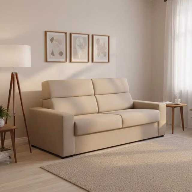 Divano Letto 2 Posti Sonico DMORA Grigio Tortora con Rivestimento Sfoderabile e Struttura in Legno Made in Italy L: 200 cm, P: 95 cm