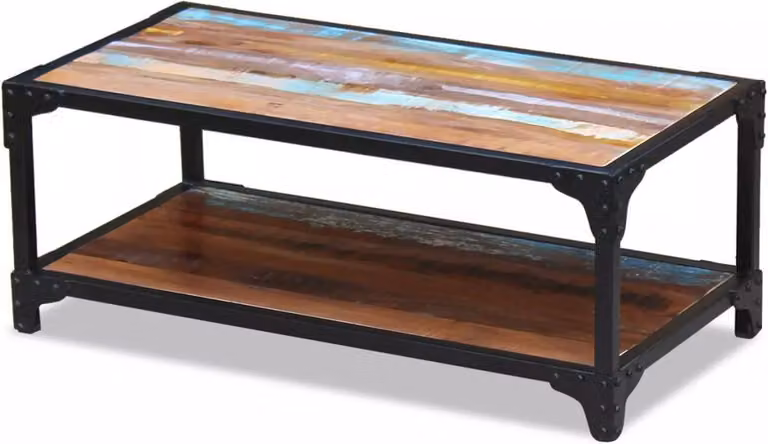 vidaXL Tavolino in legno massiccio antico
