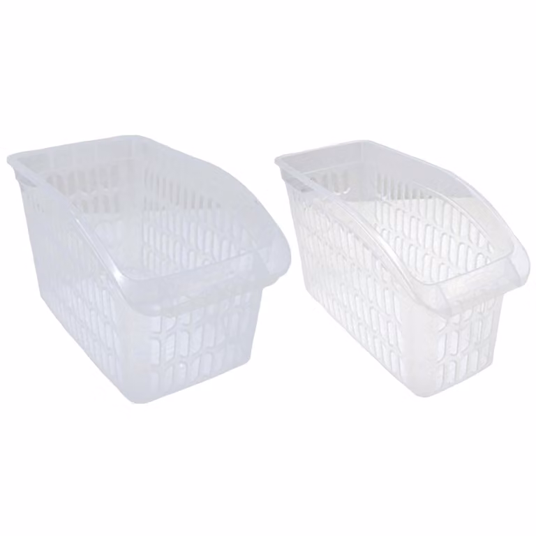 Set da 2 cestini portaoggetti trasparenti, cestini da armadio, organizer da scaffale, contenitori, cestini per riordino in plastica