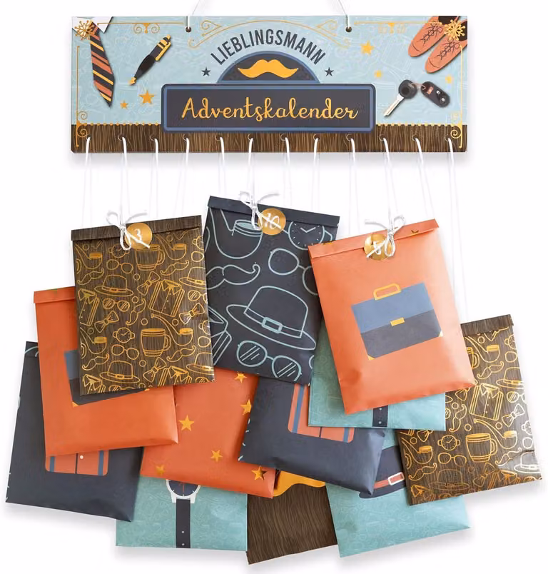 Calendario dell'Avvento per il partner - 24 sacchetti di carta in 4 diversi design e 24 adesivi - Un'idea regalo eccezionale - Per la persona che ami