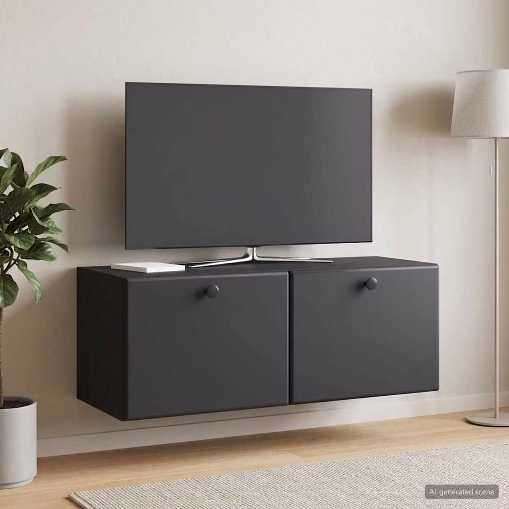 vidaXL Mobile Porta TV da Muro Moderno in MDF Nero L: 78,5 cm, P: 31 cm, H: 30 cm