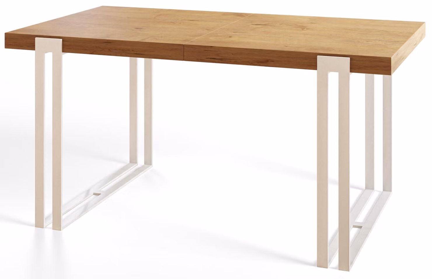 Tavolo da pranzo rettangolare rosa, tavolo da salotto moderno 140x80x77 cm, Lancelot con gambe in metallo bianco