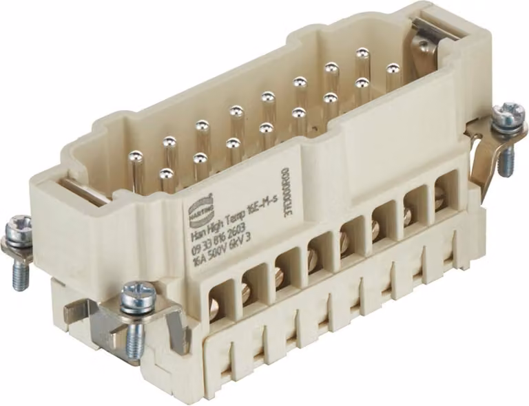 HARTING Han High Temp 16E inserto maschio (M) connessione a vite, 16 poli + PE 500 V, 16 A - 1 pezzo