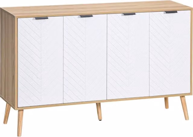 Mobile Buffet con Ripiani Regolabili 2 Ante Bianco e Legno Naturale ¨C Xylo ¨C 120x35x77,4 cm