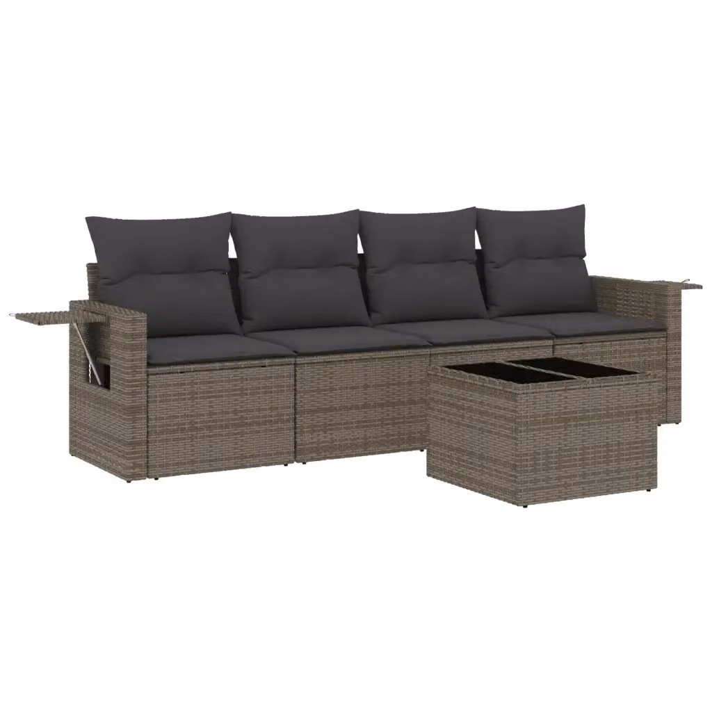 Set da giardino vidaXL in polyrattan grigio composto da 5 pezzi con cuscini inclusi – 2
