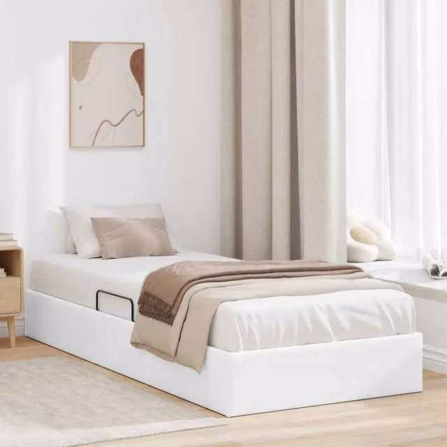 Letto con Contenitore Bianco 100 x 203 cm Similpelle 3369971