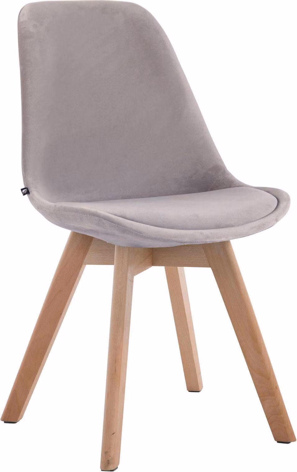 Sedia da pranzo Sedia visitatore - Poltrona confortevole - Velluto e legno | Colore: Grigio | Colore abbigliamento: Naturale