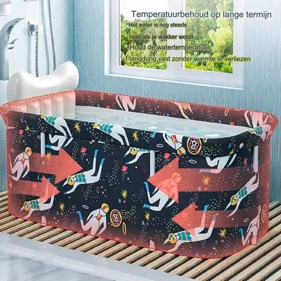 Vasca da bagno pieghevole - pieghevole - portatile - mobile - plastica - mobile - supporto in PVC - per bagni piccoli - adulti - bambini - 120 x 55 x 50 cm