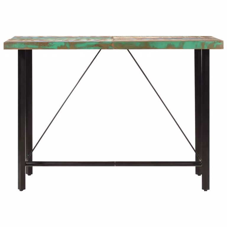 Tavolino da Bar 150x70x107cm Legno Massello di Recupero e Ferro