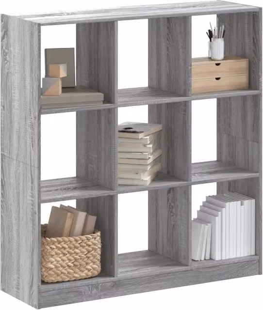 Libreria a scaffale Design Mania in legno multistrato grigio, ideale per soggiorno, camera da letto o ufficio, L: 102 cm, P: 32 cm, H: 108 cm