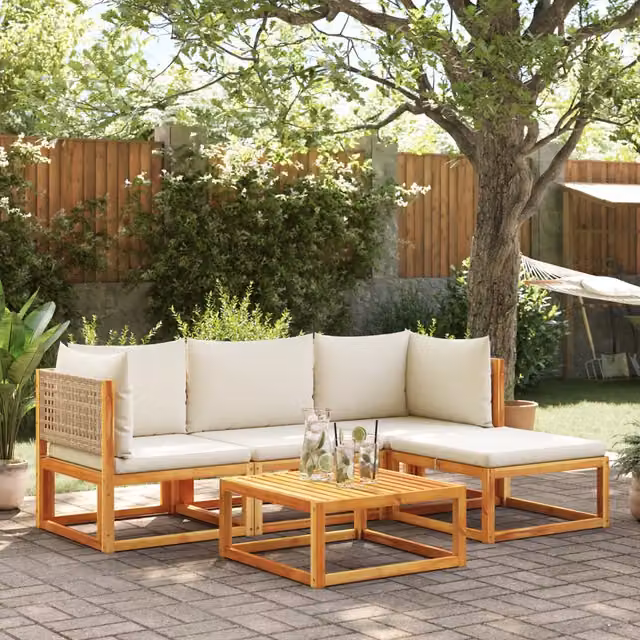 Set di divani da giardino 5 pz con cuscini in legno di acacia 3278918