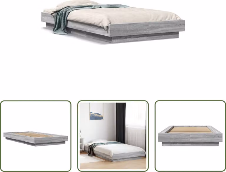 The Living Store Giroletto grigio Sonoma 90x190 cm in legno