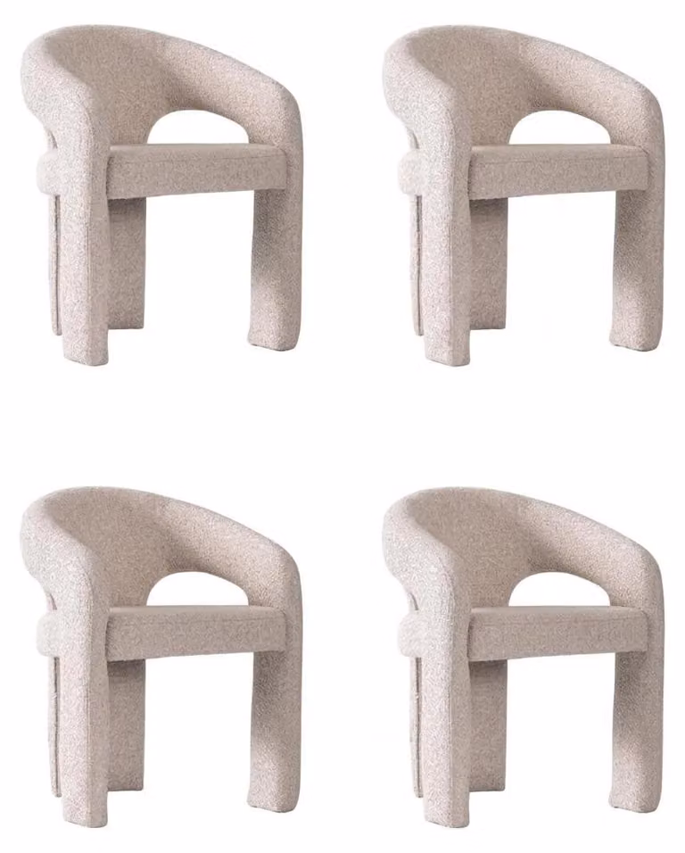 4 sedie moderne, beige, eleganti, imbottite, ideali per la sala da pranzo