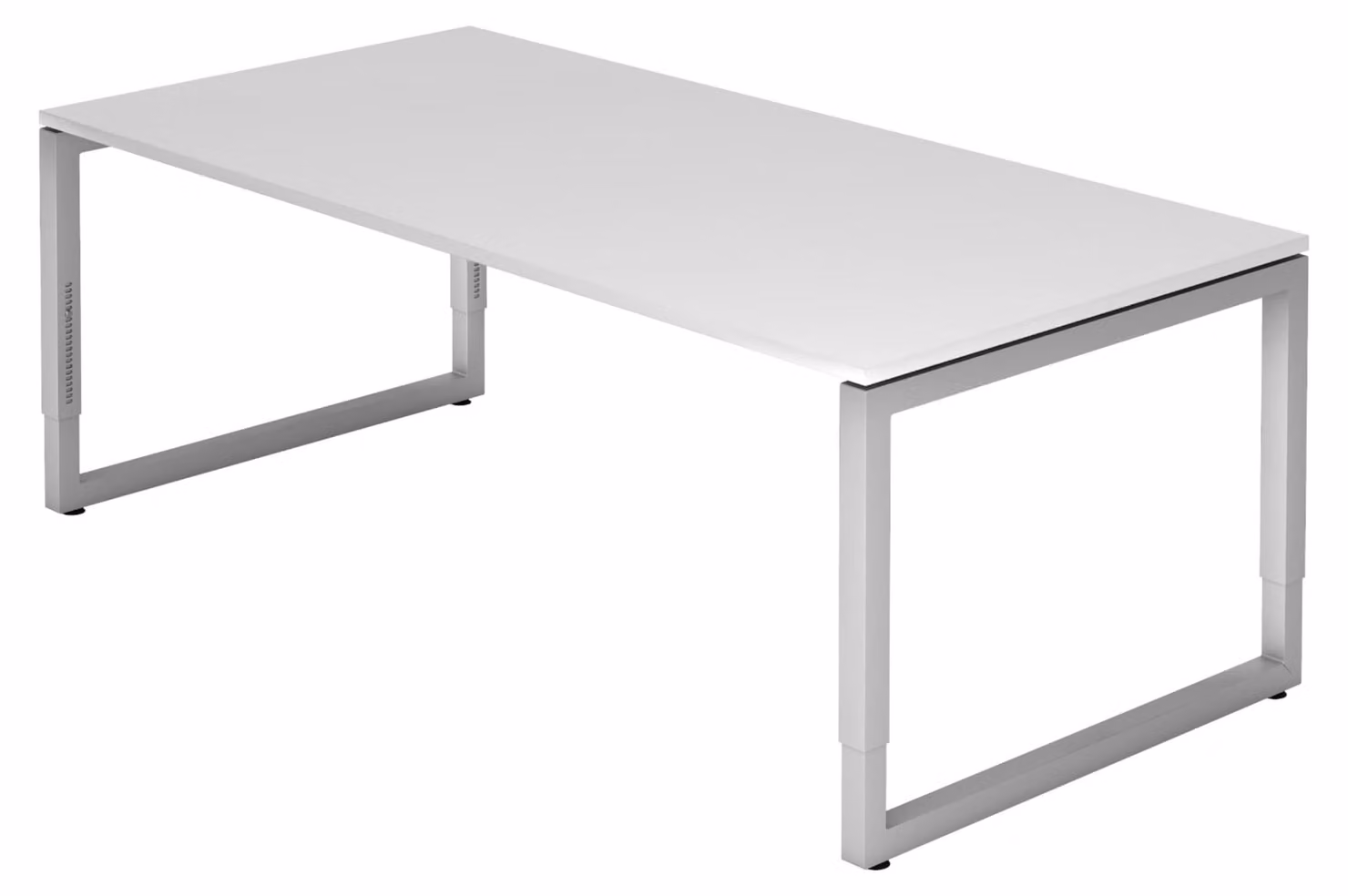 bümö Scrivania Serie-R - Decorazione: bianco, struttura: argento, dimensioni: 200 x 100 cm