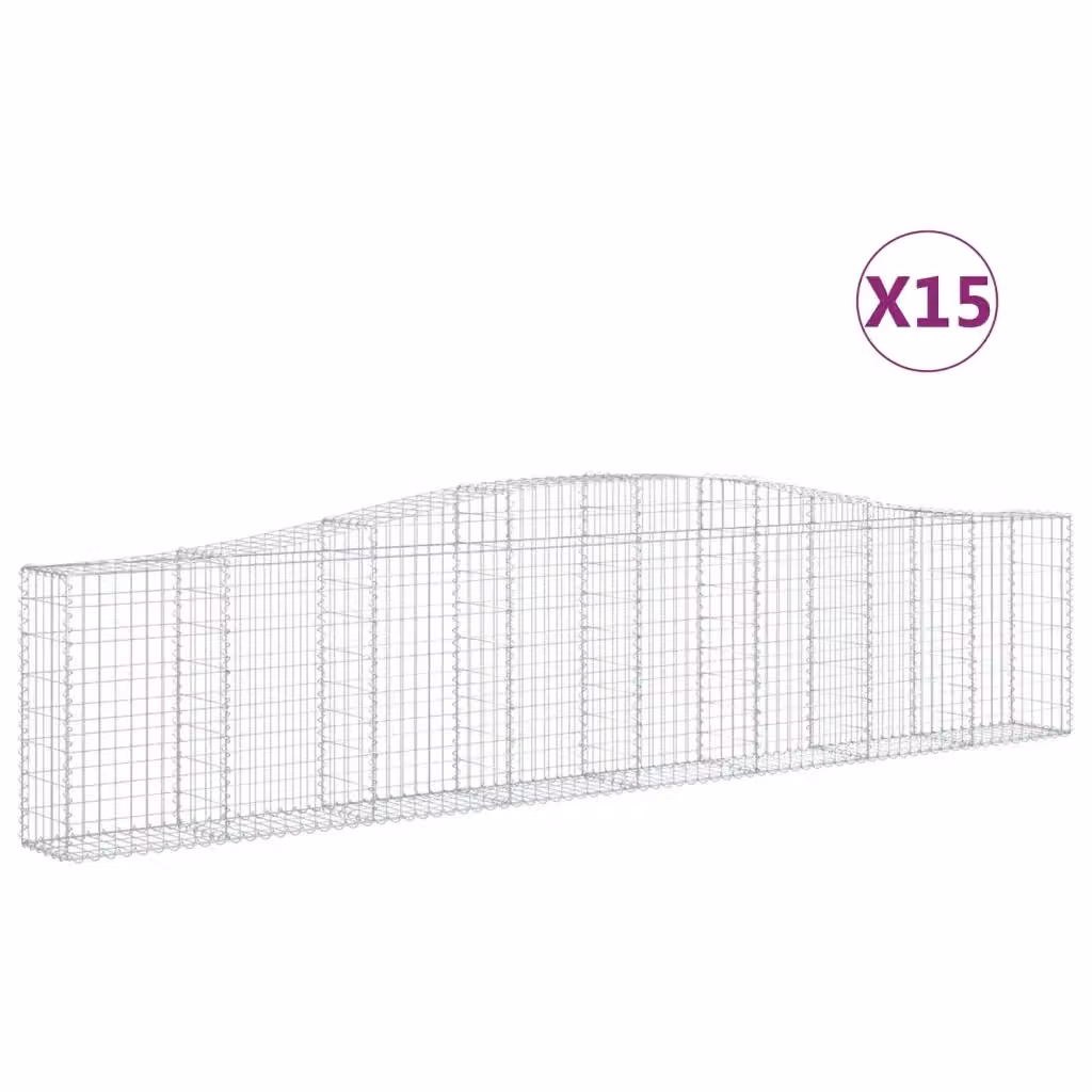 Set di 15 Cesti Gabbioni ad Arco Videx in Acciaio Zincato Argento L: 400 cm, P: 30 cm, H: 80/100 cm – 2