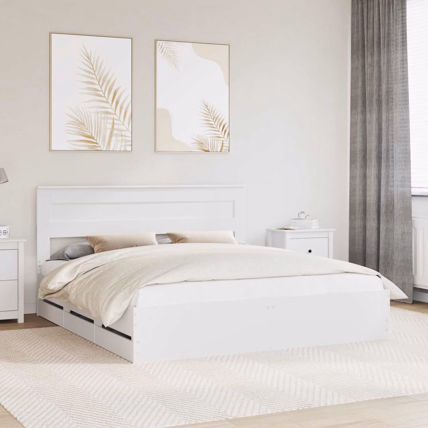 Struttura letto moderna con cassetti vidaXL in legno ingegnerizzato bianco 180 x 200 cm