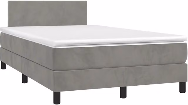 Letto Ibrido con Materasso vidaXL in Velluto Grigio con Illuminazione LED e Porte USB L/P: 120 x 200 cm