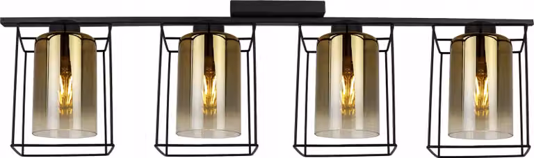 Hella Cage lampada a sospensione - Lampada da soffitto per soggiorno, camera da letto e sala da pranzo - Lampada a sospensione in metallo e vetro - E27 - Oro - 4 luci